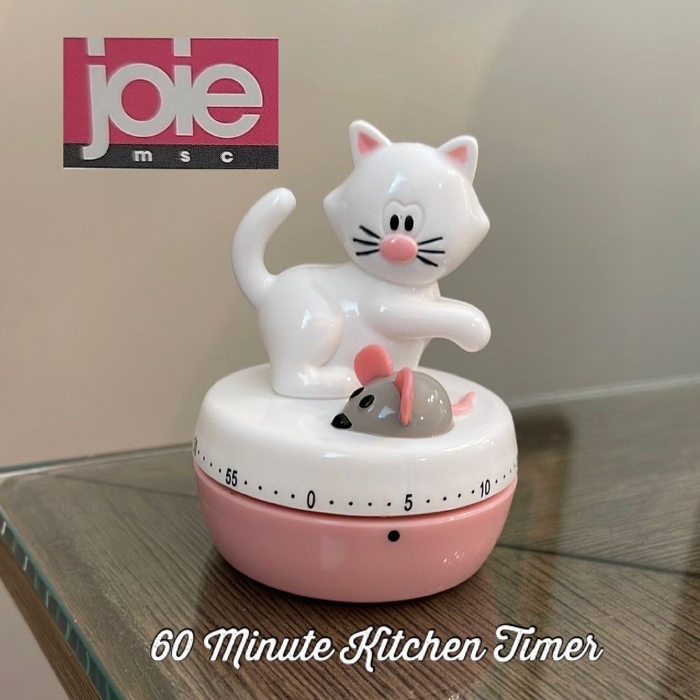 JOIE Cute Cat Kitchen Timer with Mouse, Acrylic, Retro Kitchen & Bag Ties